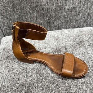 Frye Tan Leather Ankle Strap Sandals